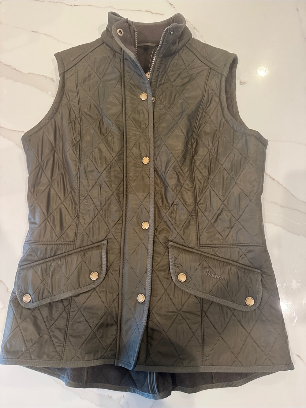 Women’s Barbour Cavalry Gilet Quilted Vest in Olive Green NWT